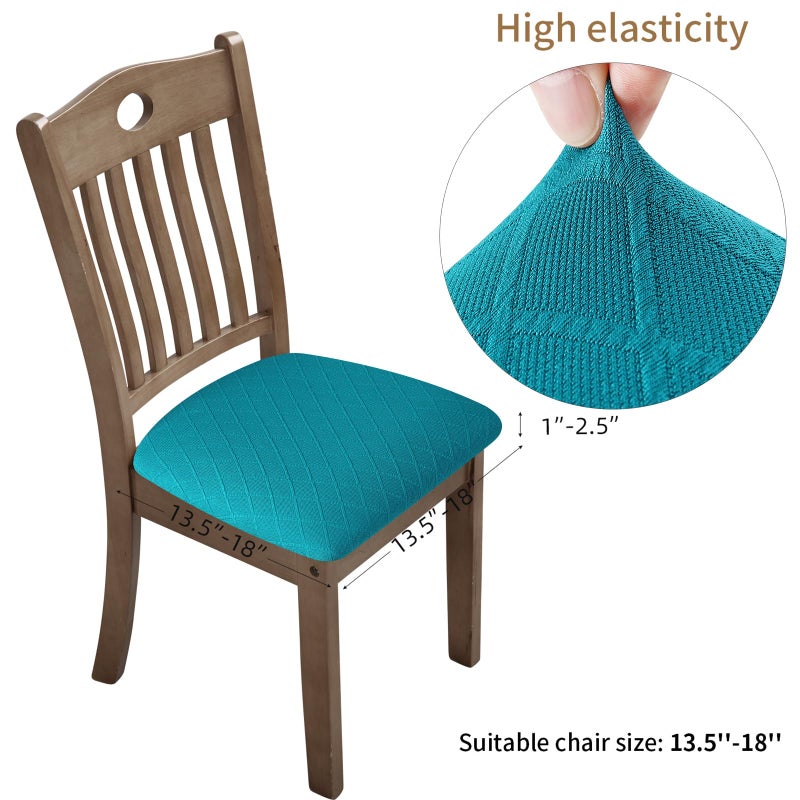 Fuloon Stretch Chair Seat Covers 6 PCS, Removable Washable Dining Chair Covers Anti-Dust Dining Room Seat Cushion Slipcovers (6, Peacock Blue) - Image 3